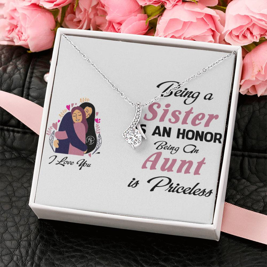 Honor of Sister Priceless Aunt 18K Yellow Gold Finish Alluring Beauty Necklace Jewelry Emotional Family Gift