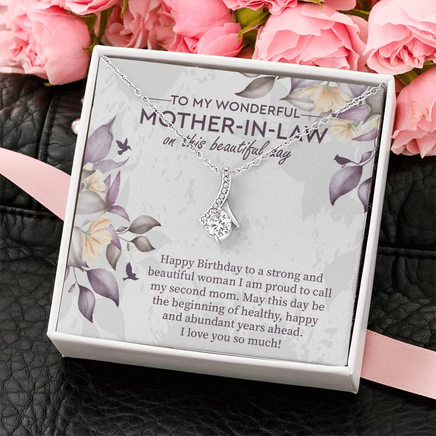 Beautiful Day Watercolor Joyful Wishes 18K Yellow Gold Finish Alluring Beauty Necklace Jewelry Elegant Gift for Strong Mother-in-law Birthday