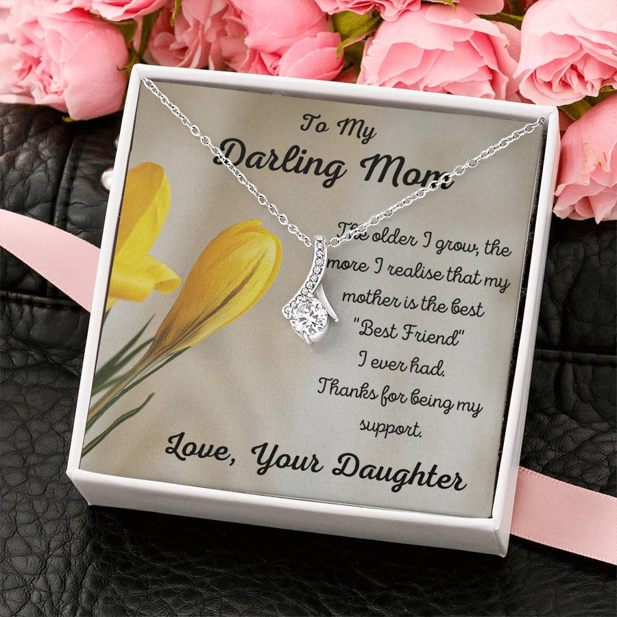 Darling Mom Lifelong Friendship Necklace 14K White Gold Finish Alluring Beauty Necklace Jewelry Emotional Gift for Radiant Mother Birthday