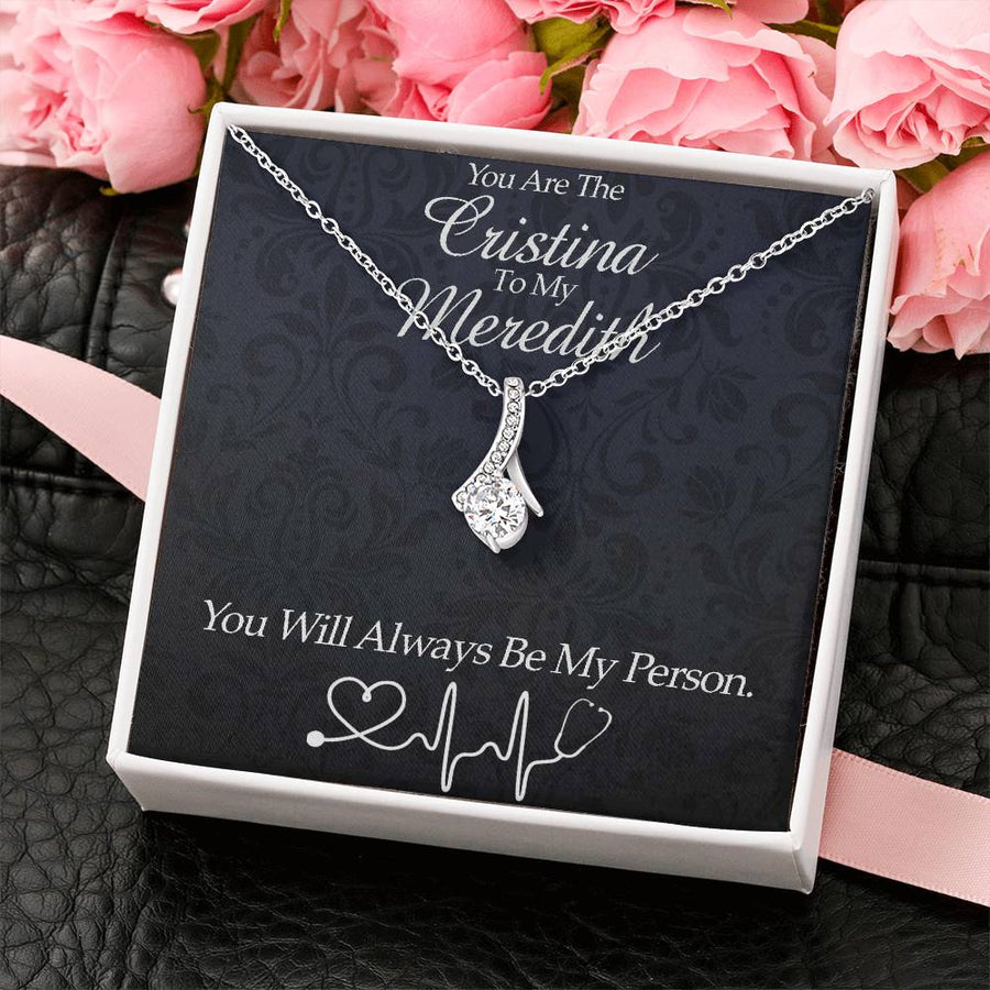 Cristina To My Meredith Person 18K Yellow Gold Finish Alluring Beauty Necklace Jewelry Medical Drama Inspired Dark Elegant