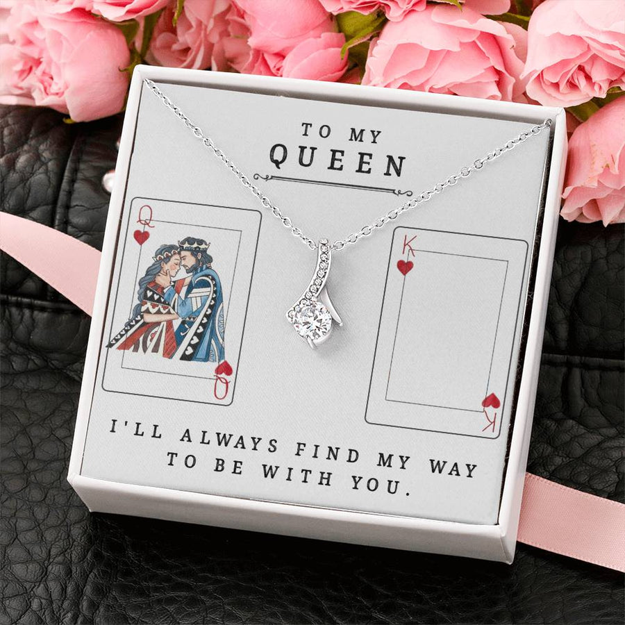 To My Queen Love Always 18K Yellow Gold Finish Alluring Beauty Necklace Jewelry Romantic Gift for Wife Anniversary