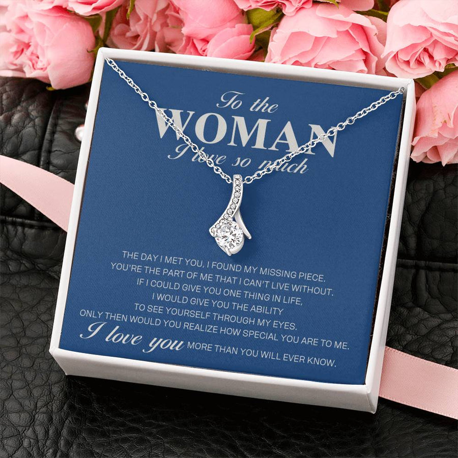 Woman Love So Much Found Missing Piece 18K Yellow Gold Finish Alluring Beauty Necklace Jewelry Beautiful Gift for Beautiful Woman Anniversary
