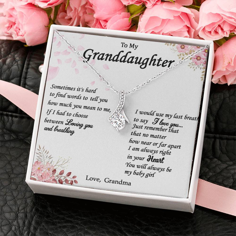 I Would Use My Last Breath To Say I Love You 14K White Gold Finish Alluring Beauty Necklace Jewelry Loving Gift for Granddaughter Birthday