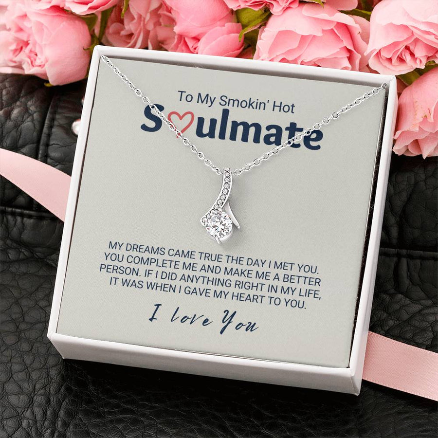 Smokin Hot Soulmate Dreams Came True 18K Yellow Gold Finish Alluring Beauty Necklace Jewelry Perfect Gift for Beautiful Woman Anniversary