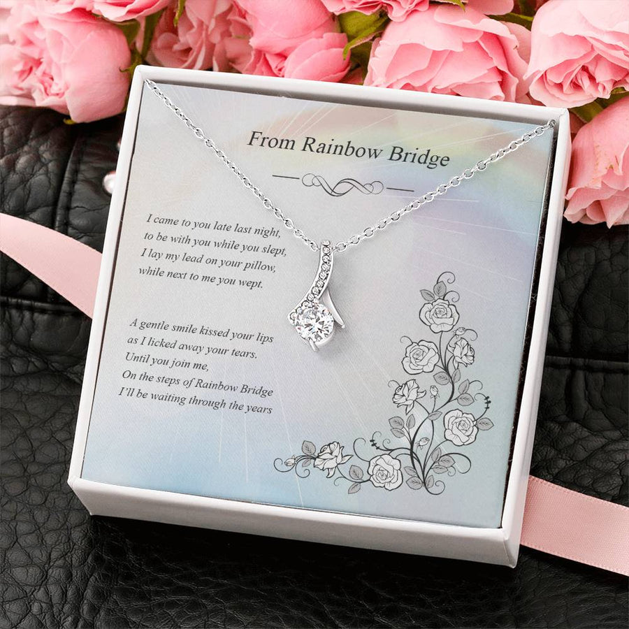 A Rose From Rainbow Bridge Necklace 18K Yellow Gold Finish Alluring Beauty Necklace Jewelry Heartfelt Gift for Beautiful Woman Pet Loss