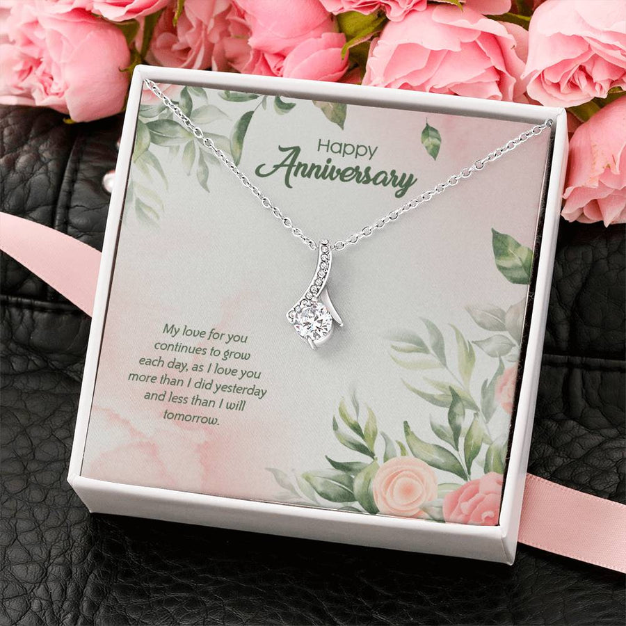 Love You More Than Yesterday 14K White Gold Finish Alluring Beauty Necklace Jewelry Beautiful Anniversary Gift for Her