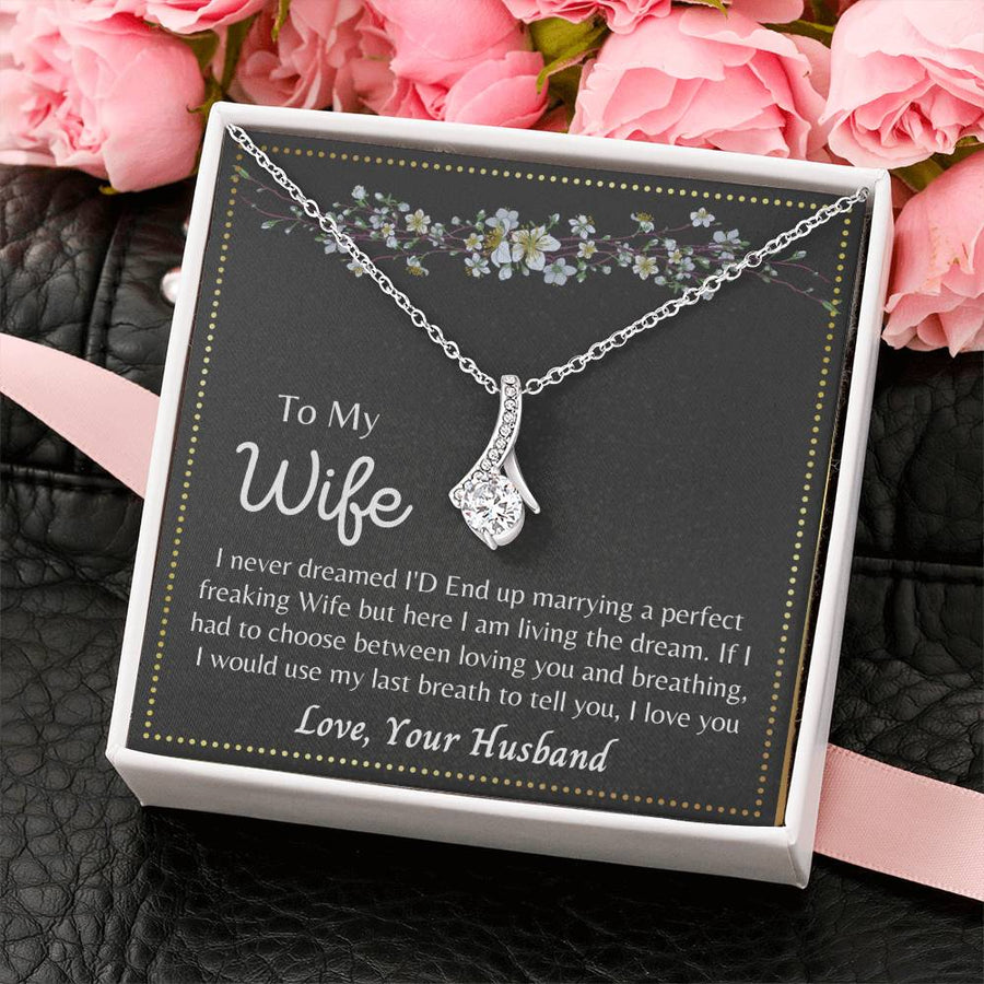 Living the Dream with Perfect Wife 18K Yellow Gold Finish Alluring Beauty Necklace Jewelry Beautiful Gift for Dream Wife Anniversary
