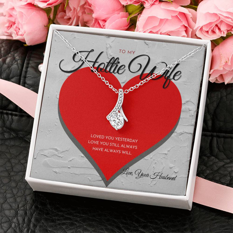 Loved You Yesterday Hottie Wife 18K Yellow Gold Finish Alluring Beauty Necklace Jewelry Romantic Gift for Beautiful Wife Anniversary