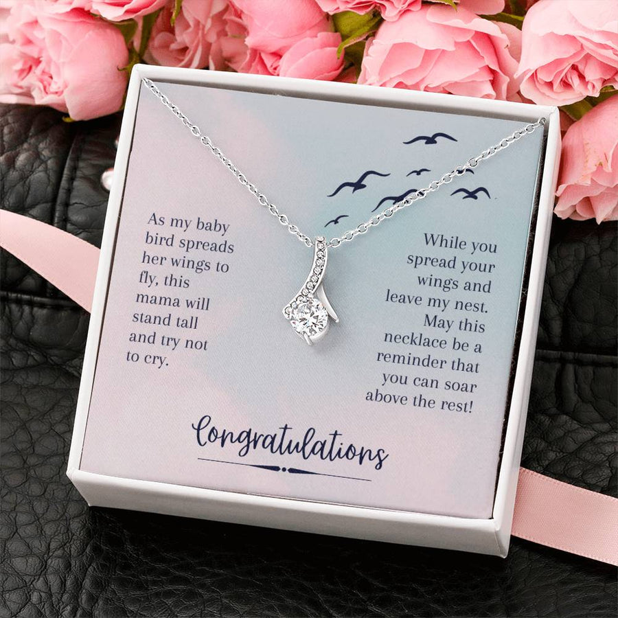 Soaring High Above The Rest 14K White Gold Finish Alluring Beauty Necklace Jewelry Inspirational Gift for Baby Girl Graduation