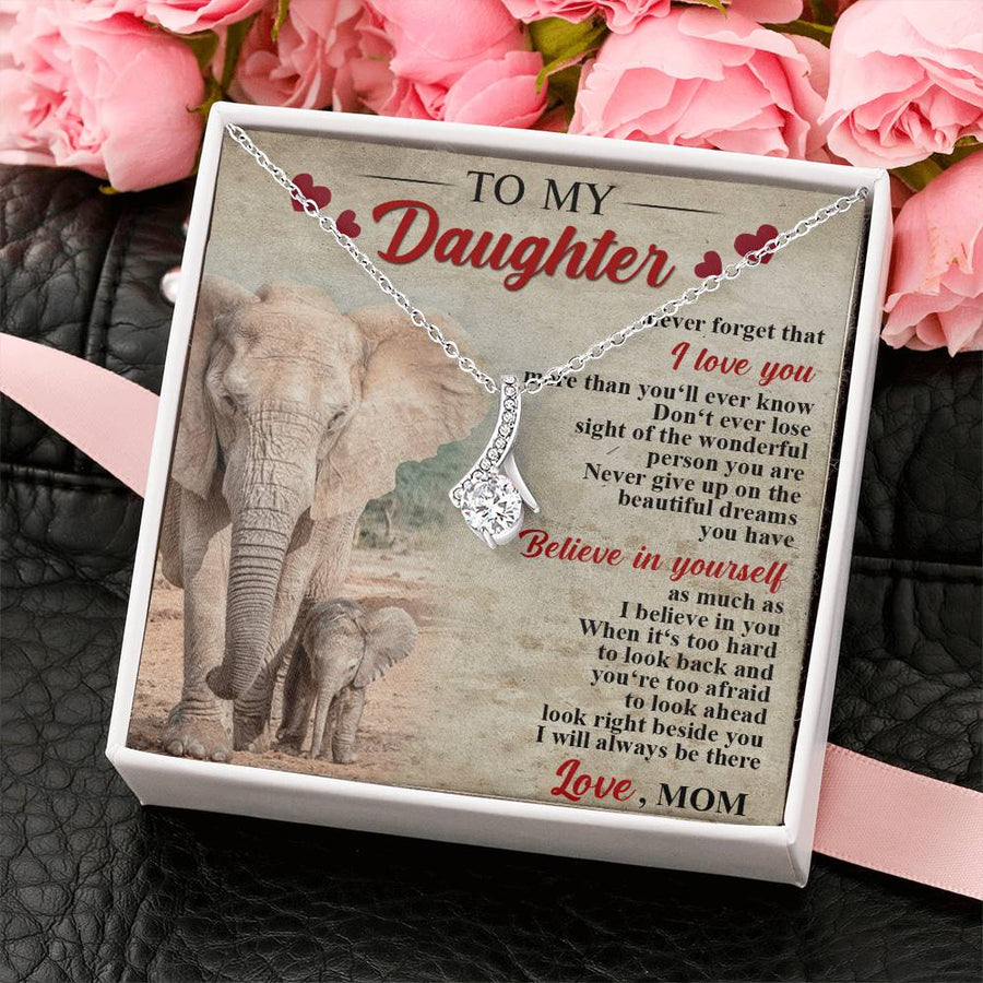 Believe In Yourself Much Believe You 14K White Gold Finish Alluring Beauty Necklace Jewelry Perfect Gift for Daughter Birthday