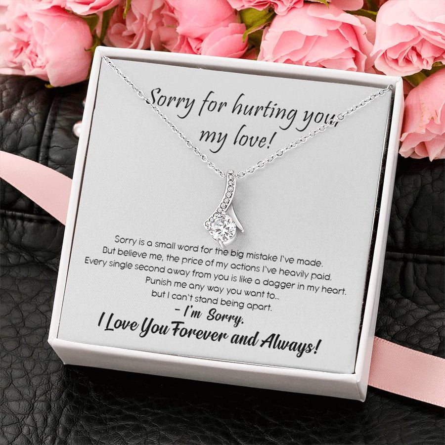 Sorry For Hurting You My Love 18K Yellow Gold Finish Alluring Beauty Necklace Jewelry Apology Gift for Wife or Girlfriend