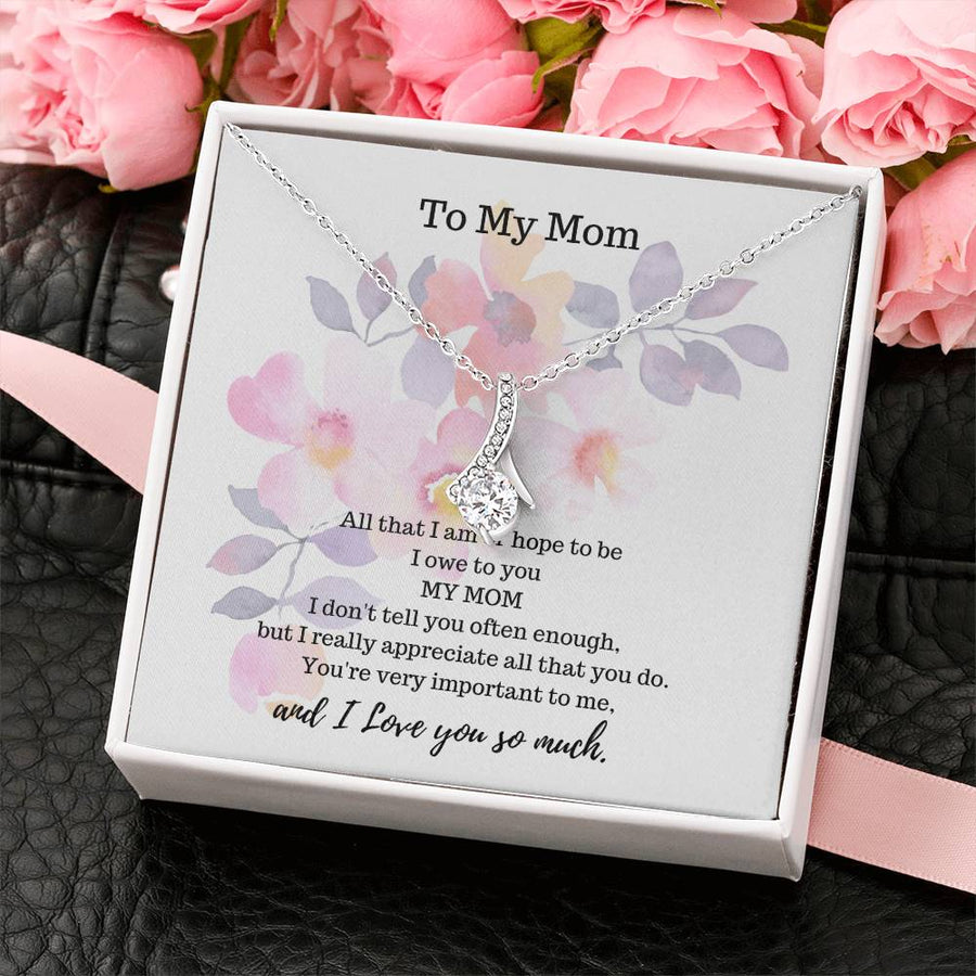 All That I Am Beautiful Mom Appreciation 18K Yellow Gold Finish Alluring Beauty Necklace Jewelry Heartfelt Mother’s Day Gift for Elegant Mom