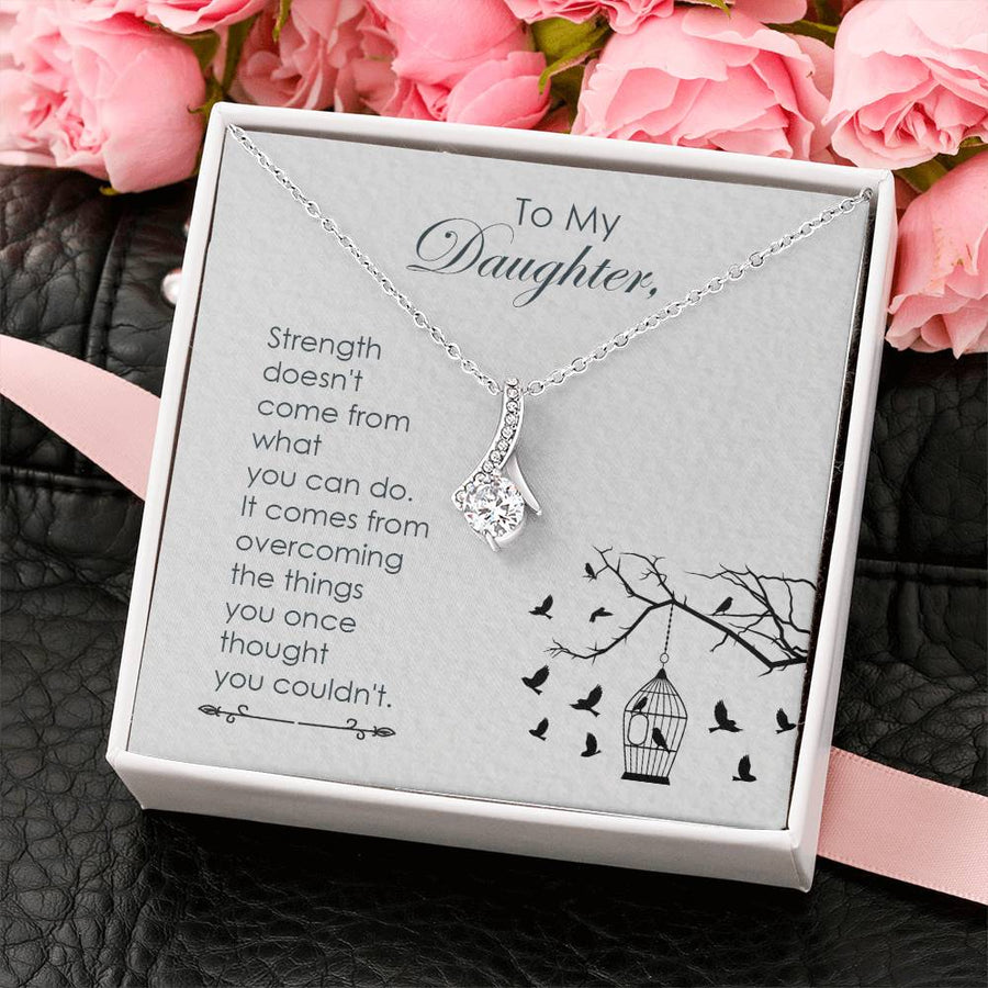 Strength Overcome Loving Daughter 18K Yellow Gold Finish Alluring Beauty Necklace Jewelry Empowering Gift for Daughter Graduation