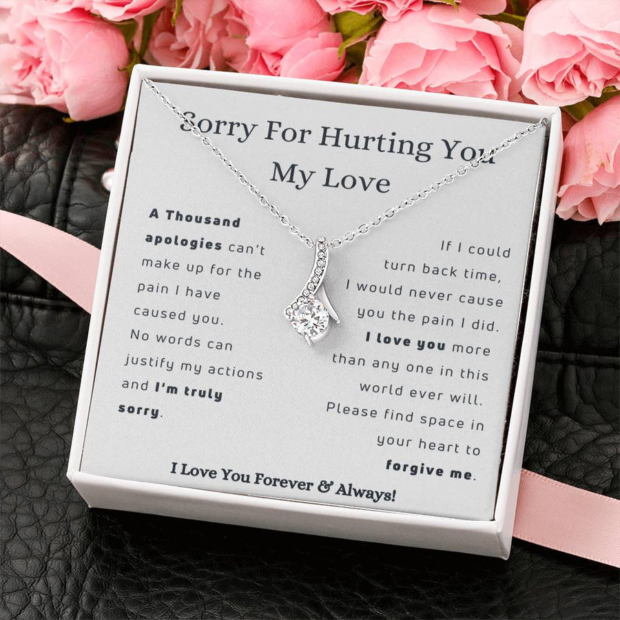 Please Forgive Me 18K Yellow Gold Finish Alluring Beauty Necklace Jewelry Loving Apology Gift for Beloved Partner