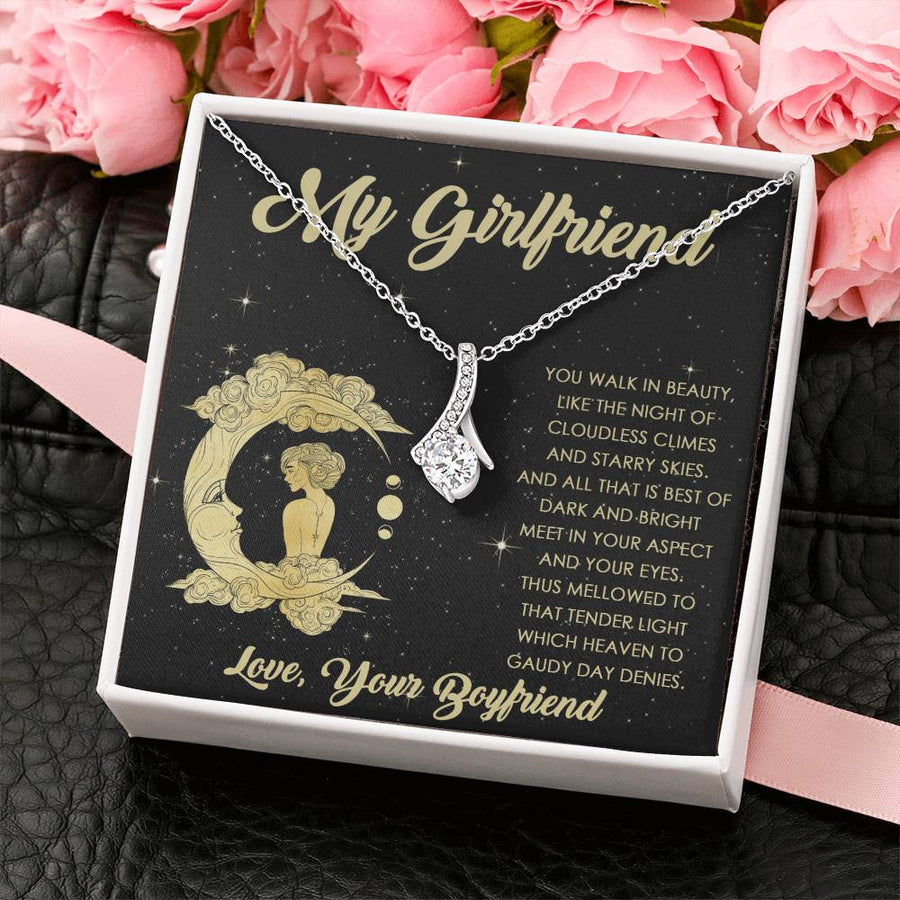 You Walk In Beauty Like The Night 18K Yellow Gold Finish Alluring Beauty Necklace Jewelry Elegant Gift for Stunning Girlfriend from Boyfriend