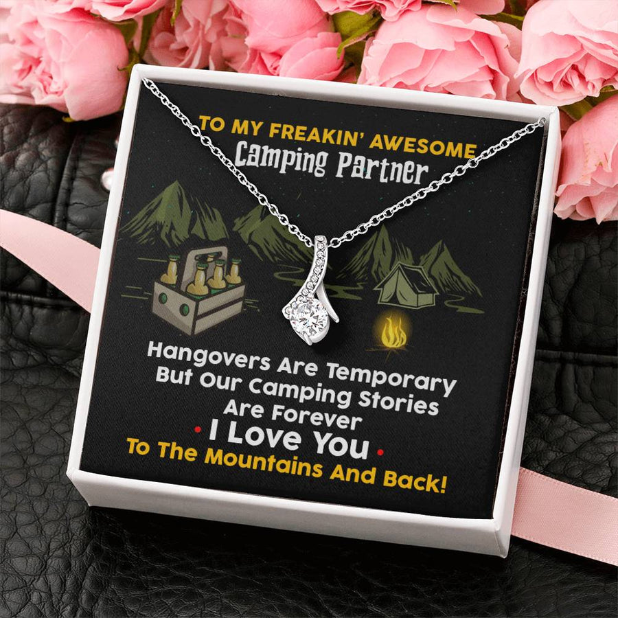 Forever Memories Night Sky Adventure 18K Yellow Gold Finish Alluring Beauty Necklace Jewelry Unique Gift for Awesome Camping Partner Anniversary