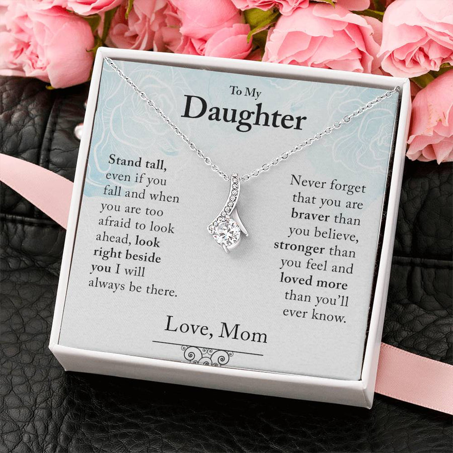 Daughter Stand Tall Fall Always Be There 18K Yellow Gold Finish Alluring Beauty Necklace Jewelry Beautiful Gift for Beautiful Daughter Birthday