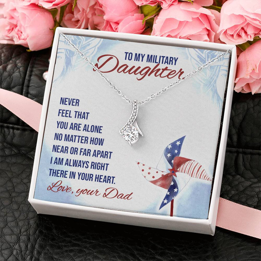 Heart Connection Proud Service 14K White Gold Finish Alluring Beauty Necklace Jewelry Loving Gift for Brave Girl Armed Forces