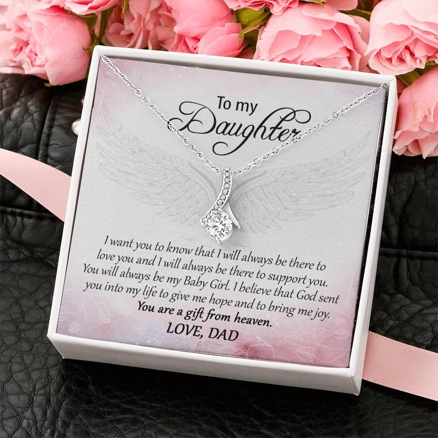 Gift From Heaven Daddy’s Support 18K Yellow Gold Finish Alluring Beauty Necklace Jewelry Uplifting Gift for Daughter Spiritual Love