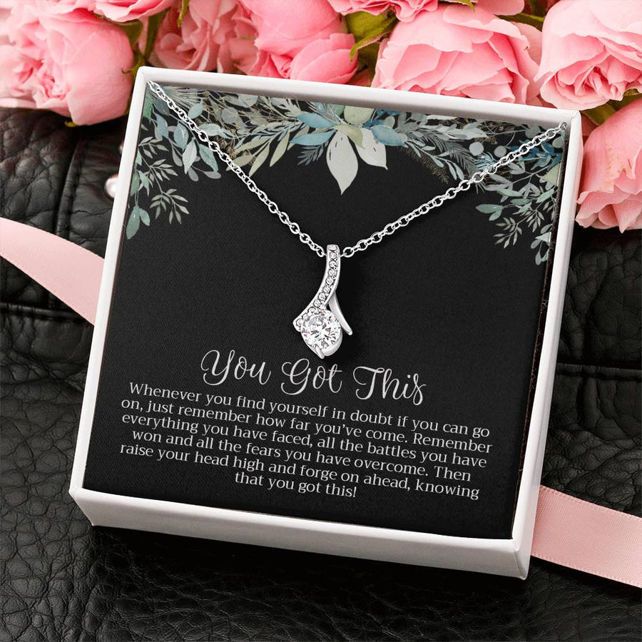 Raise Your Head High And Forge Ahead 14K White Gold Finish Alluring Beauty Necklace Jewelry Inspirational Gift for Strong Woman