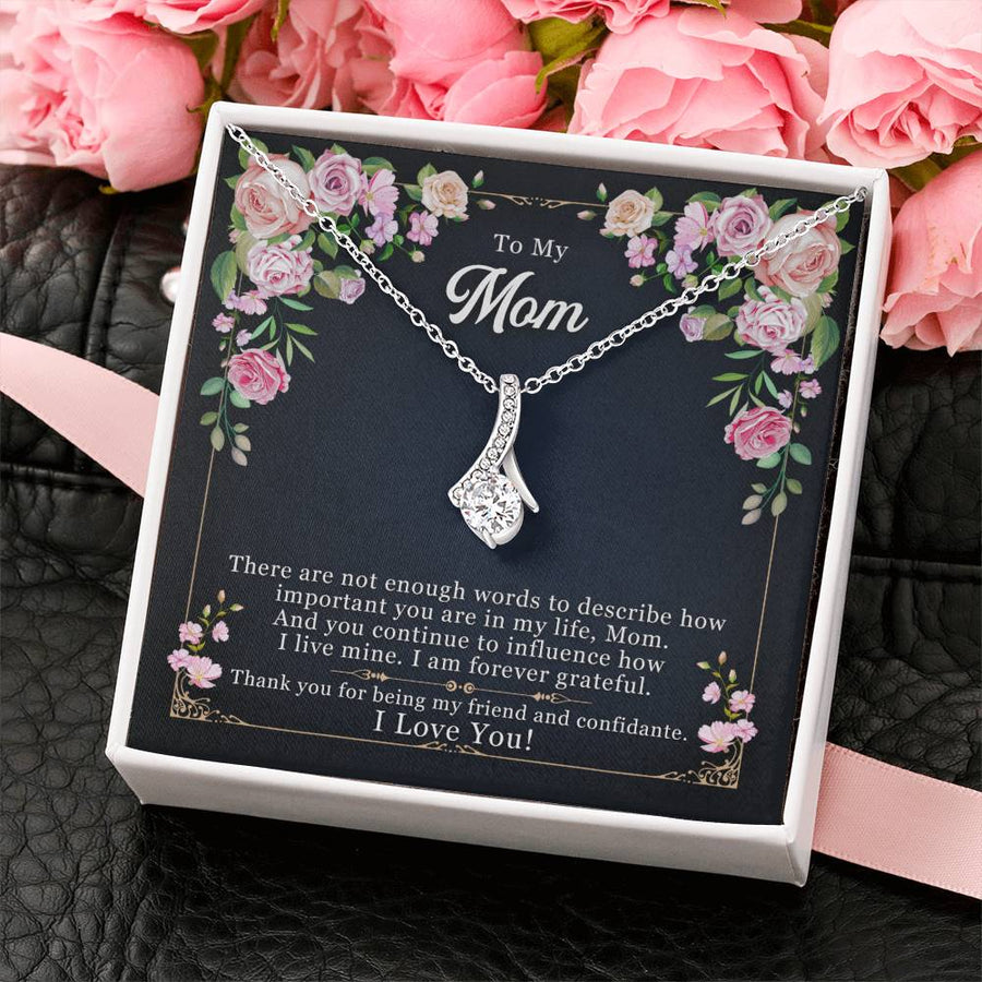 Forever Grateful Loving Mom Jewelry 18K Yellow Gold Finish Alluring Beauty Necklace Jewelry Sentimental Present for Beautiful Mother Anniversary