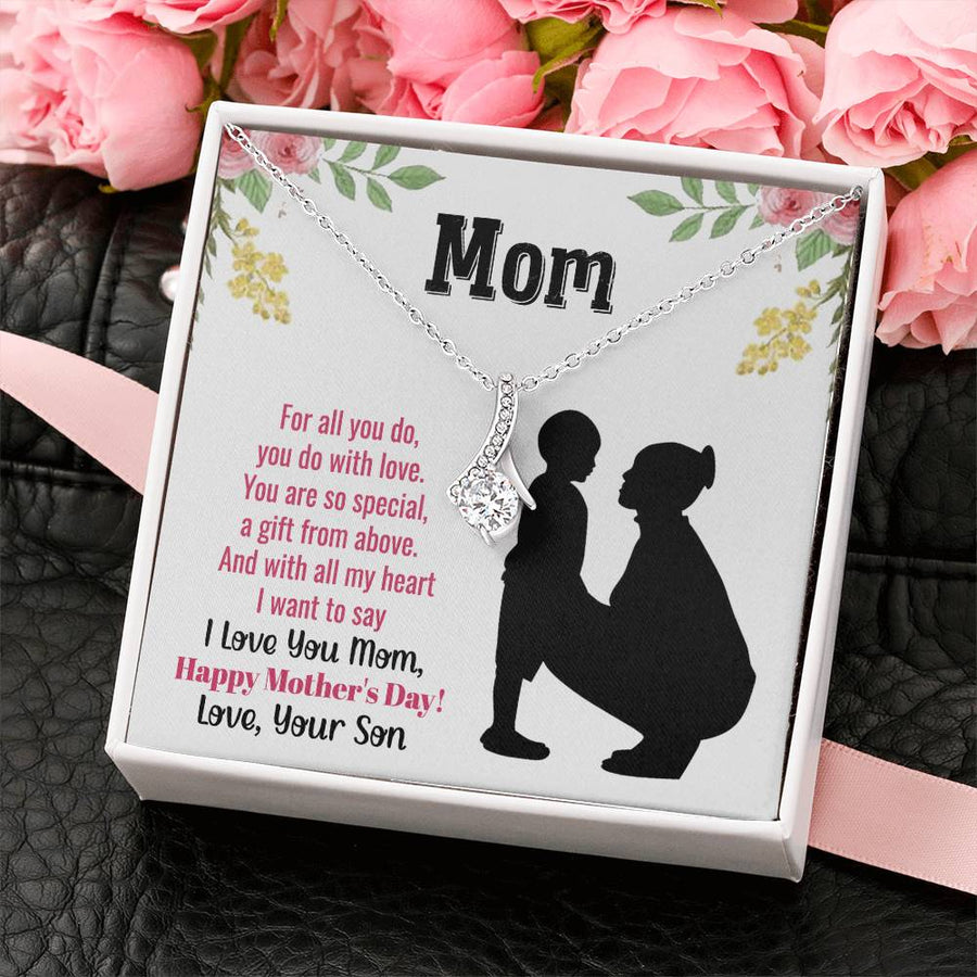 A Gift from Above Beautiful Mom 18K Yellow Gold Finish Alluring Beauty Necklace Jewelry Perfect Mother’s Day Present from Son