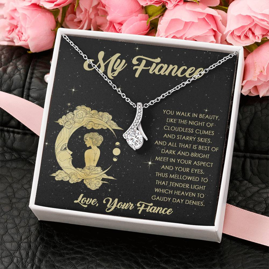 Best Of Dark And Bright Meet 14K White Gold Finish Alluring Beauty Necklace Jewelry Sophisticated Gift for Stunning Fiancée Anniversary