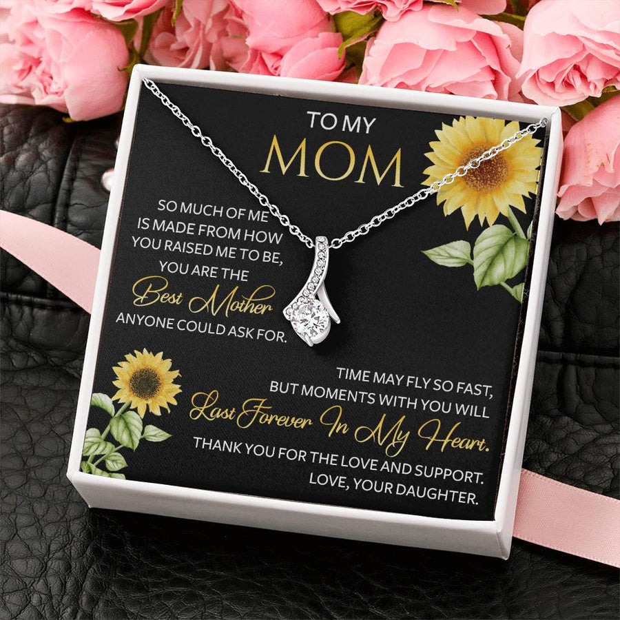 Thank You Mom Endless Love Support 18K Yellow Gold Finish Alluring Beauty Necklace Jewelry Perfect Gift for Loving Mom