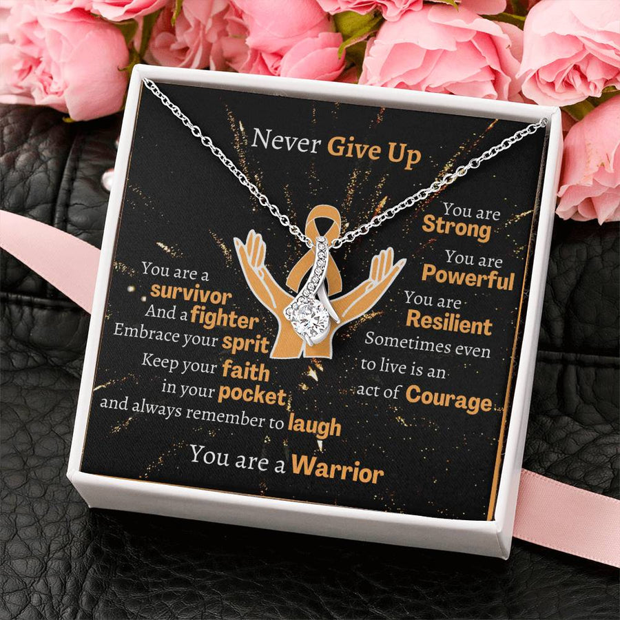 Strong Powerful Resilient Fighter 18K Yellow Gold Finish Alluring Beauty Necklace Jewelry Appendix Cancer Warrior Awareness Gift