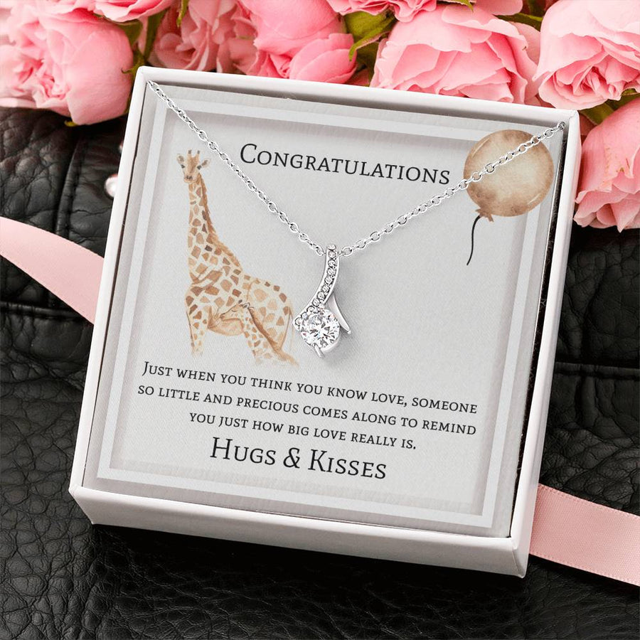 Big Love Little Blessing Hugs 18K Yellow Gold Finish Alluring Beauty Necklace Jewelry Precious Gift for New Baby Arrival Celebration
