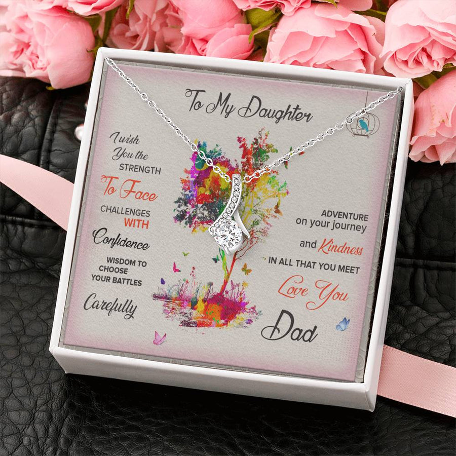 Strength and Confidence Beautiful Daughter 18K Yellow Gold Finish Alluring Beauty Necklace Jewelry Empowering Gift from Dad for Adventurous Girl Birthday