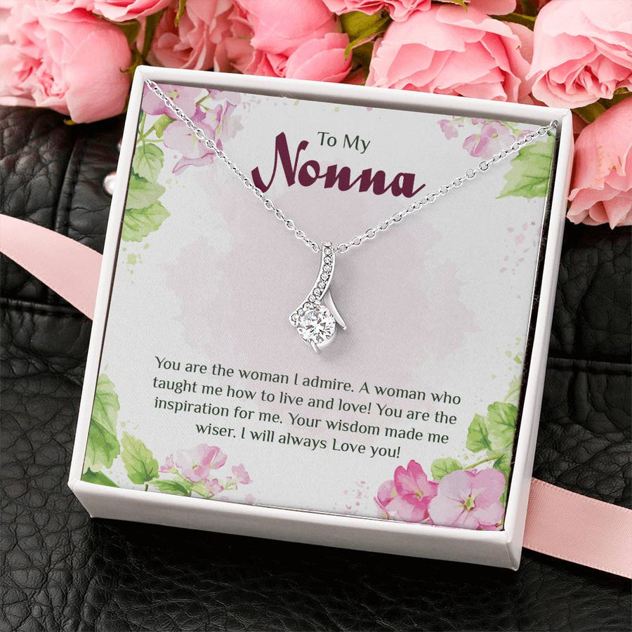 Inspiration & Wisdom To My Nonna Necklace 18K Yellow Gold Finish Alluring Beauty Jewelry Floral Watercolor Card Heartfelt Gift