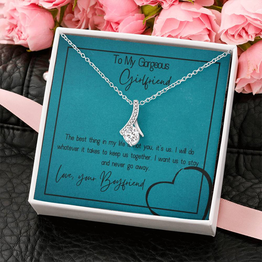 Gorgeous Us Together Beautiful Girlfriend 18K Yellow Gold Finish Alluring Beauty Necklace Jewelry Romantic Gift for Stunning Girlfriend Anniversary