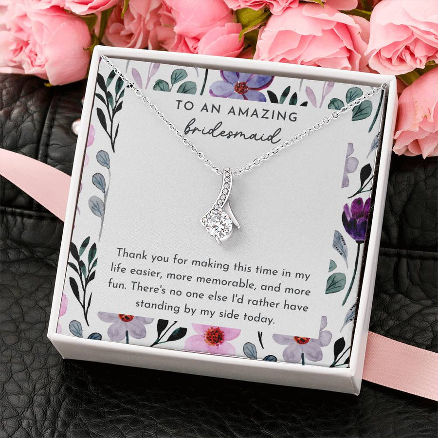 Memorable Moments Standing By Me 18K Yellow Gold Finish Alluring Beauty Necklace Jewelry Special Gift for Amazing Bridesmaid Wedding