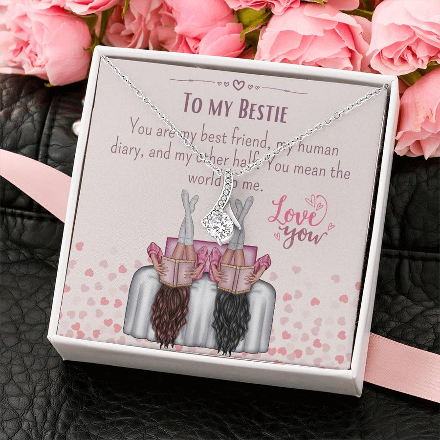 You Mean The World To Me 14K White Gold Finish Alluring Beauty Necklace Jewelry Deep Affection Bestie Bond