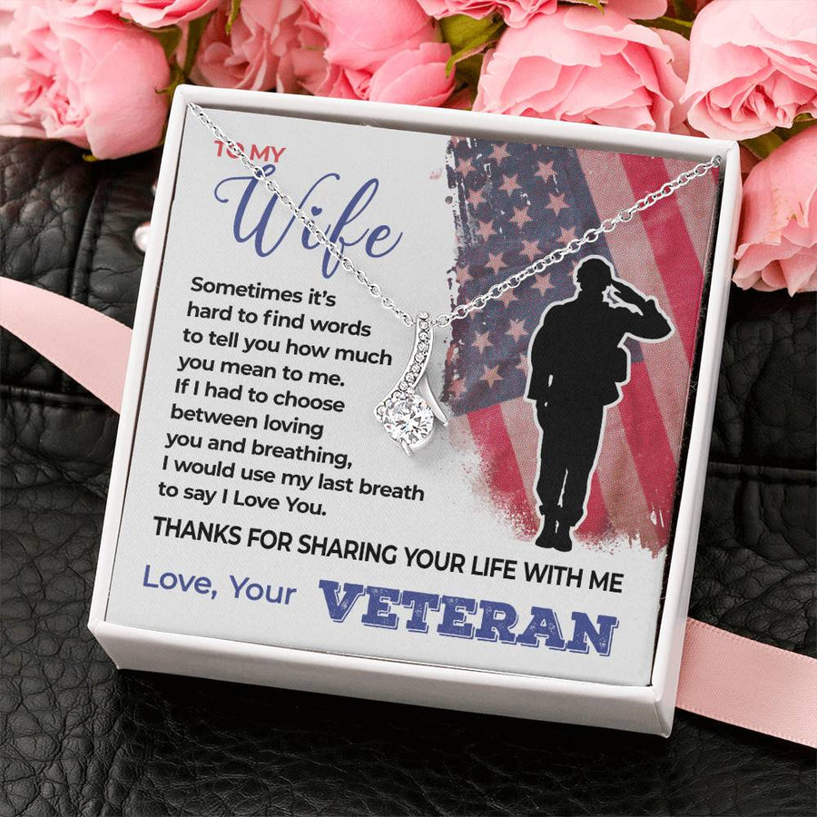Devoted Veteran Wife Forever Cherished 18K Yellow Gold Finish Alluring Beauty Necklace Jewelry Perfect Gift for Military Wife Anniversary