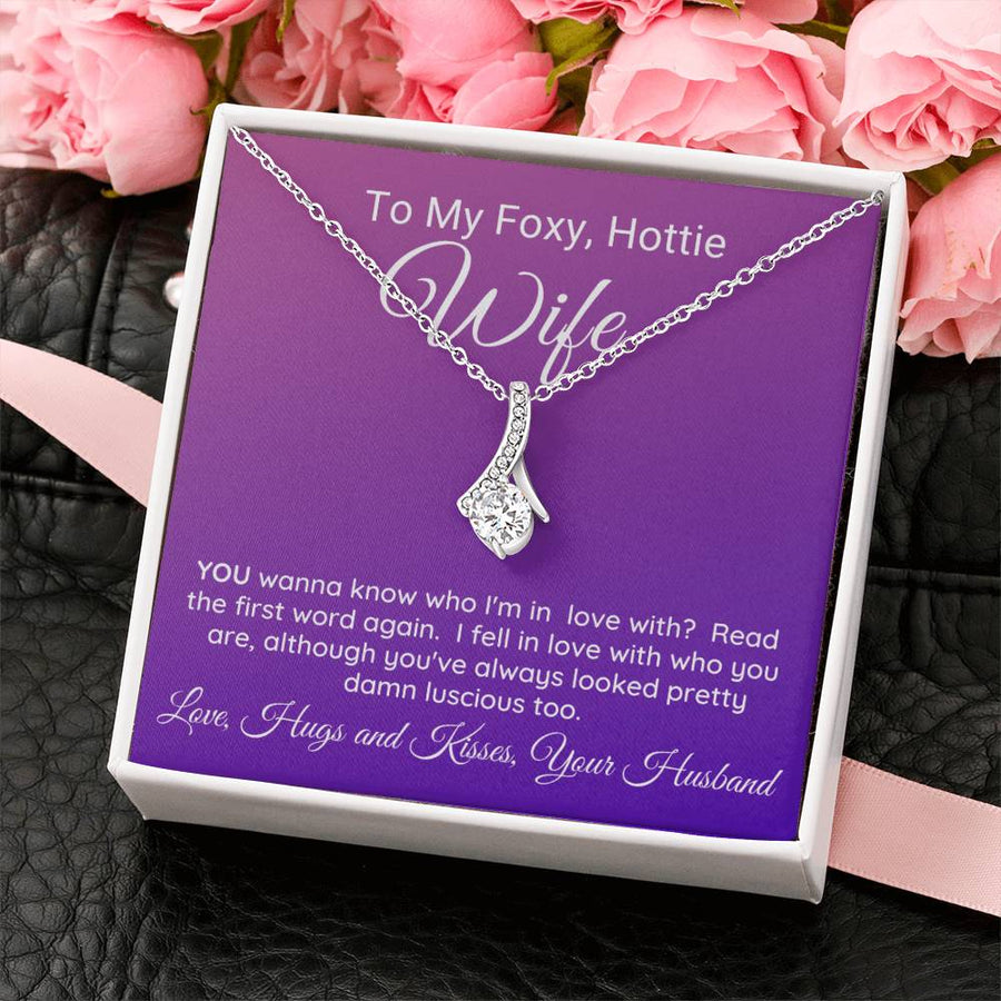 Foxy Hottie Wife True Love Always 18K Yellow Gold Finish Alluring Beauty Necklace Jewelry Romantic Gift for Beautiful Wife Anniversary