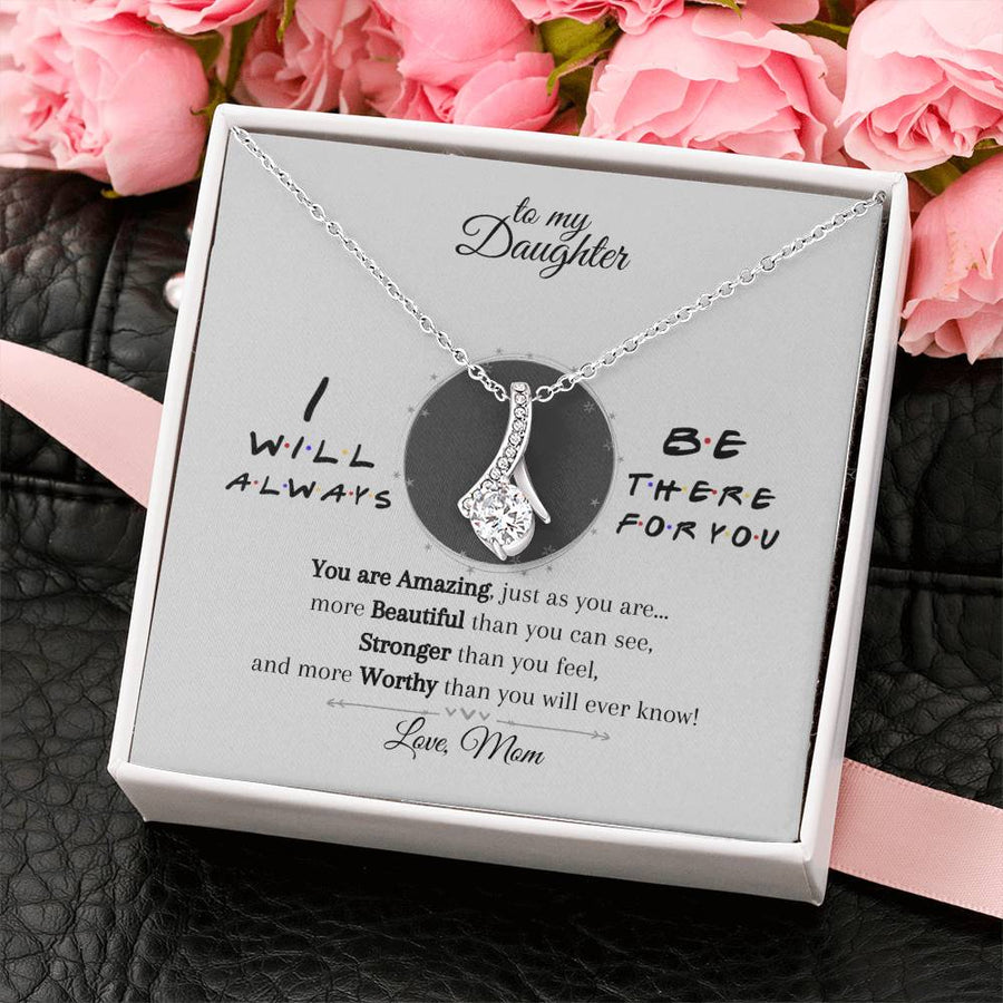 Amazing Beautiful Strong Worthy 14K White Gold Finish Alluring Beauty Necklace Jewelry Empowering Gift for Daughter Birthday