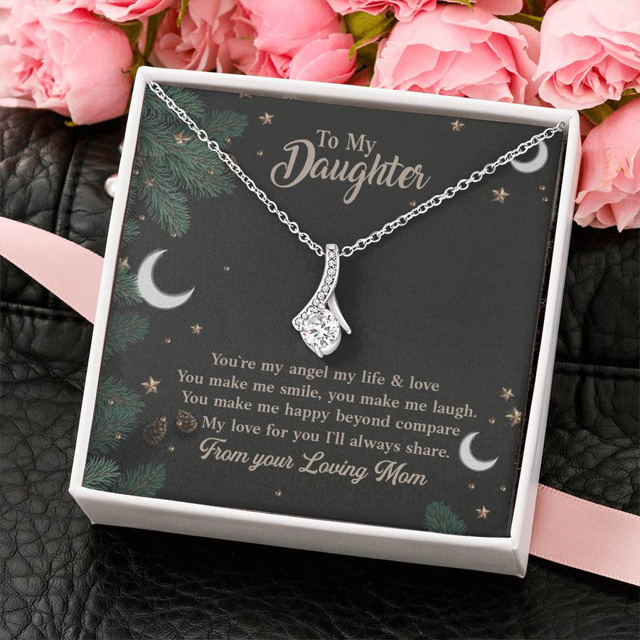 You Make Me Happy Beyond Compare 14K White Gold Finish Alluring Beauty Necklace Jewelry Heartfelt Gift for Precious Daughter Birthday