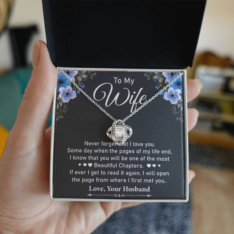 To My Wife You Will Be One Most Beautiful Chapters 14K Gold Love Knot Necklace Jewelry Beautiful Gift for Wife Anniversary