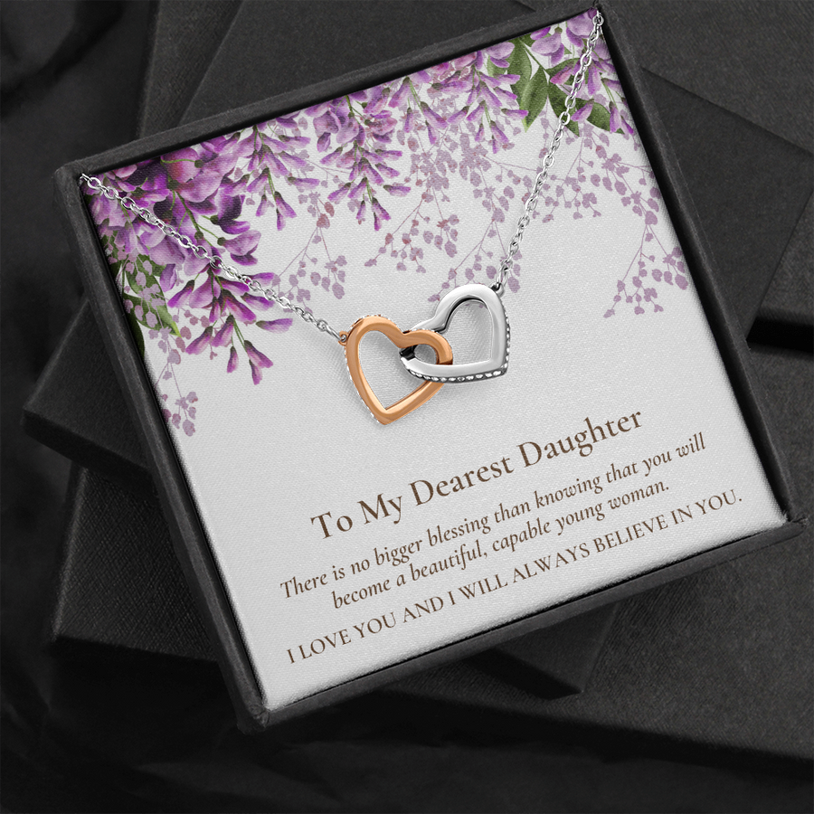 Interlocking Hearts Dearest Daughter Pendant Necklace