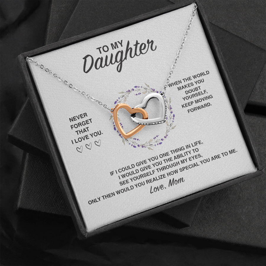 (DM007) Interlocking Hearts Necklace // Gift For Daughter