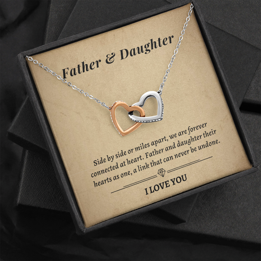 Gift for Daughter- Father and daughter their hearts as one, a link that can never be undone Necklace