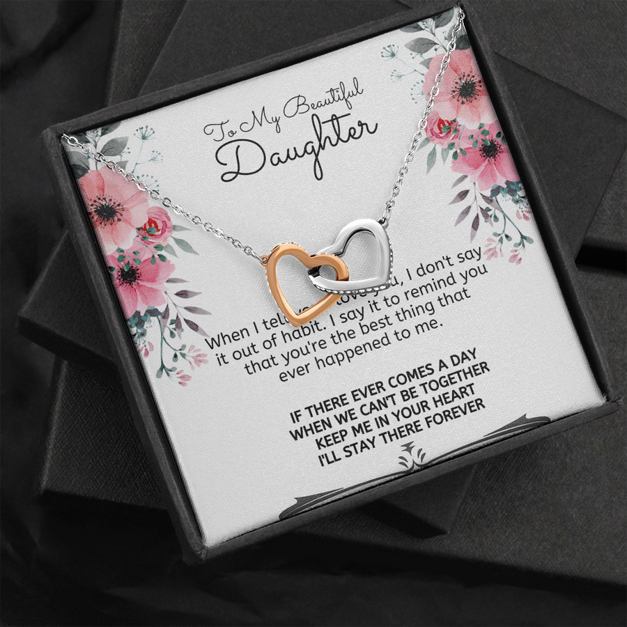 Pour ma fille (de la part de papa) Collier cœurs entrelacés, Cadeau de père à fille, Cadeau d’anniversaire pour fille de la part de papa, Collier pour fille