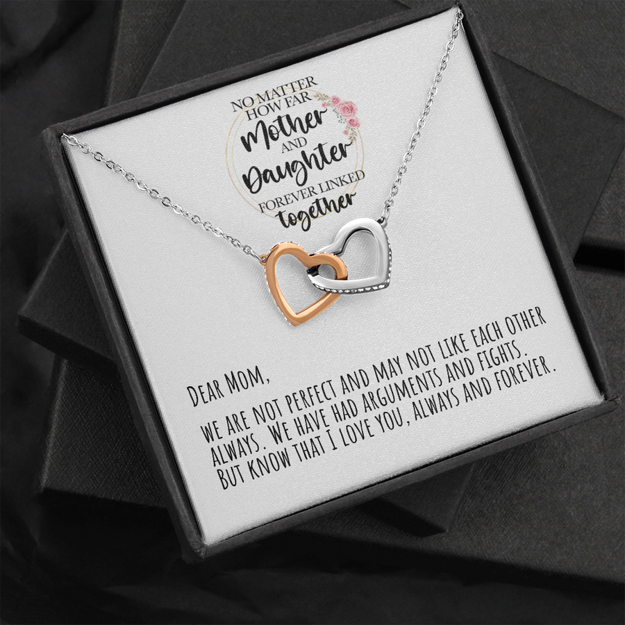 No Matter How Far Mother and Daughter Forever Linked Together Necklace