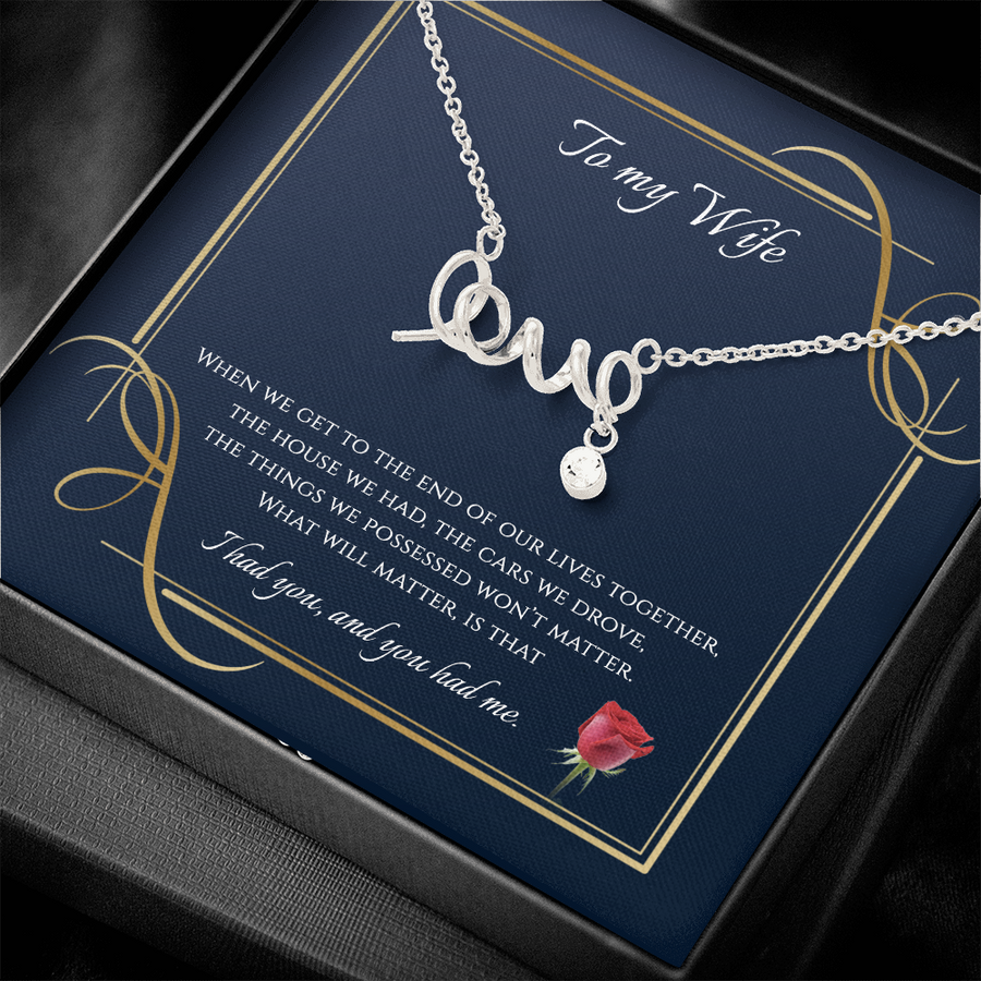 To My Wife Scripted LOVE Necklace