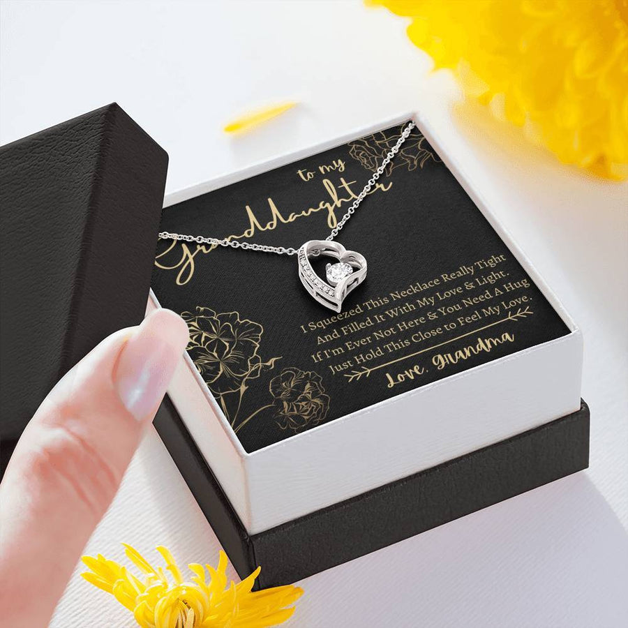 To My Granddaughter - Heart Necklace - Squeeze This Necklace - Love, Grandma