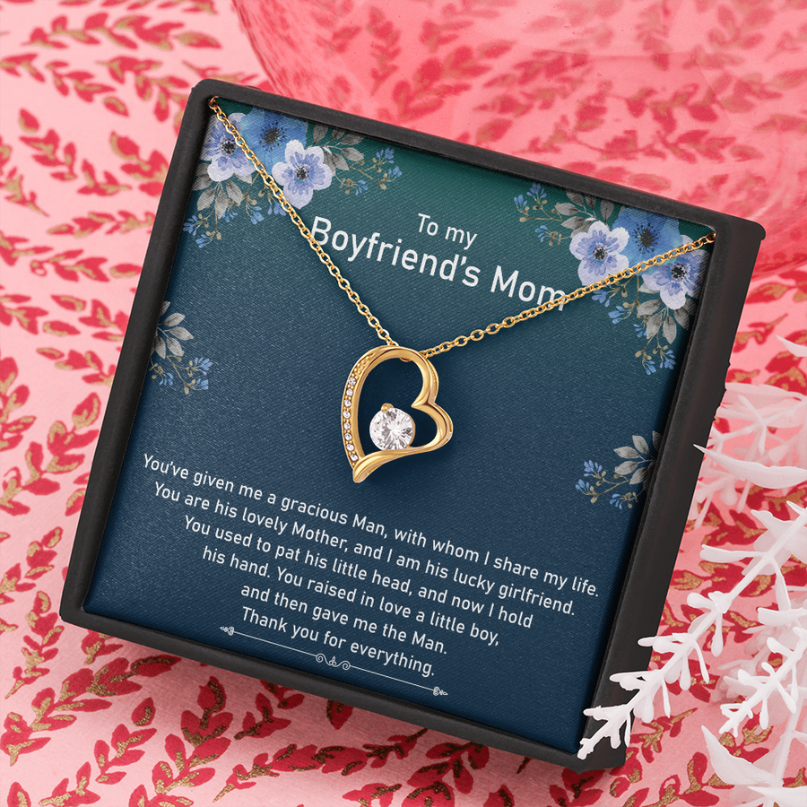 To My Boyfriend's Mom Necklace | Mother In Law Jewelry Gift For Christmas, Birthday & Mother's Day, Message Card To Boyfriend Mother - Red, Heart Necklace Gift For Boyfriend's Mom, Present Mother's Day Gift For Boyfriends Mom