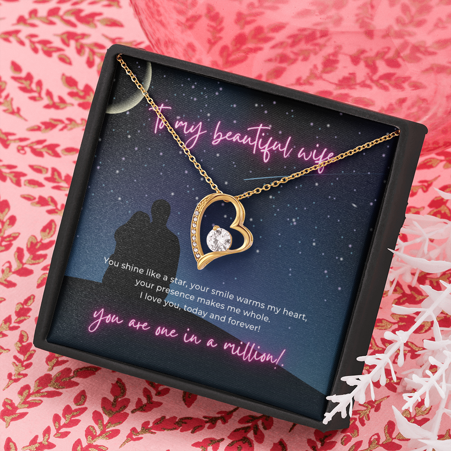 Shine Like a Jewel Forever Love Open Heart Pendant Necklace To My Beautiful Wife