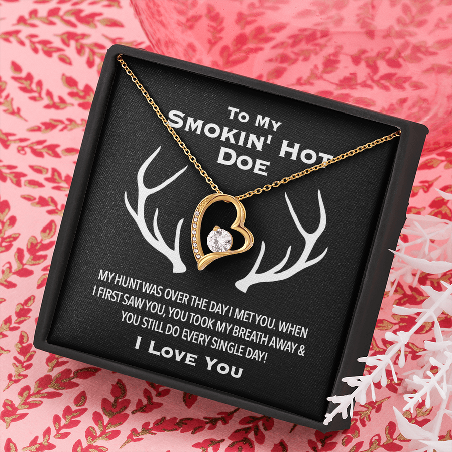 To My Smokin' Hot Doe- Gift for Her-christmas Gift for Wife-original Hunting Couple Jewelry Gift-wife Heart Necklace-valentine Gift for Her